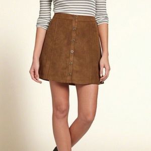 Hollister Brown Suede Skirt Button Down